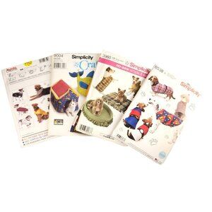 Simplicity Burda Sewing Patterns For Pets Dog Clothes Beds & Cat Toys Lot Of 4